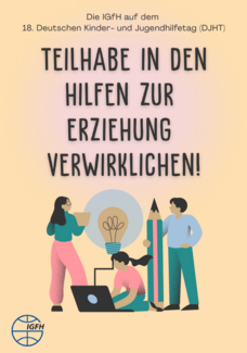 Bild mit Text und Personen "Die IGfH auf dem 18. DJHT"